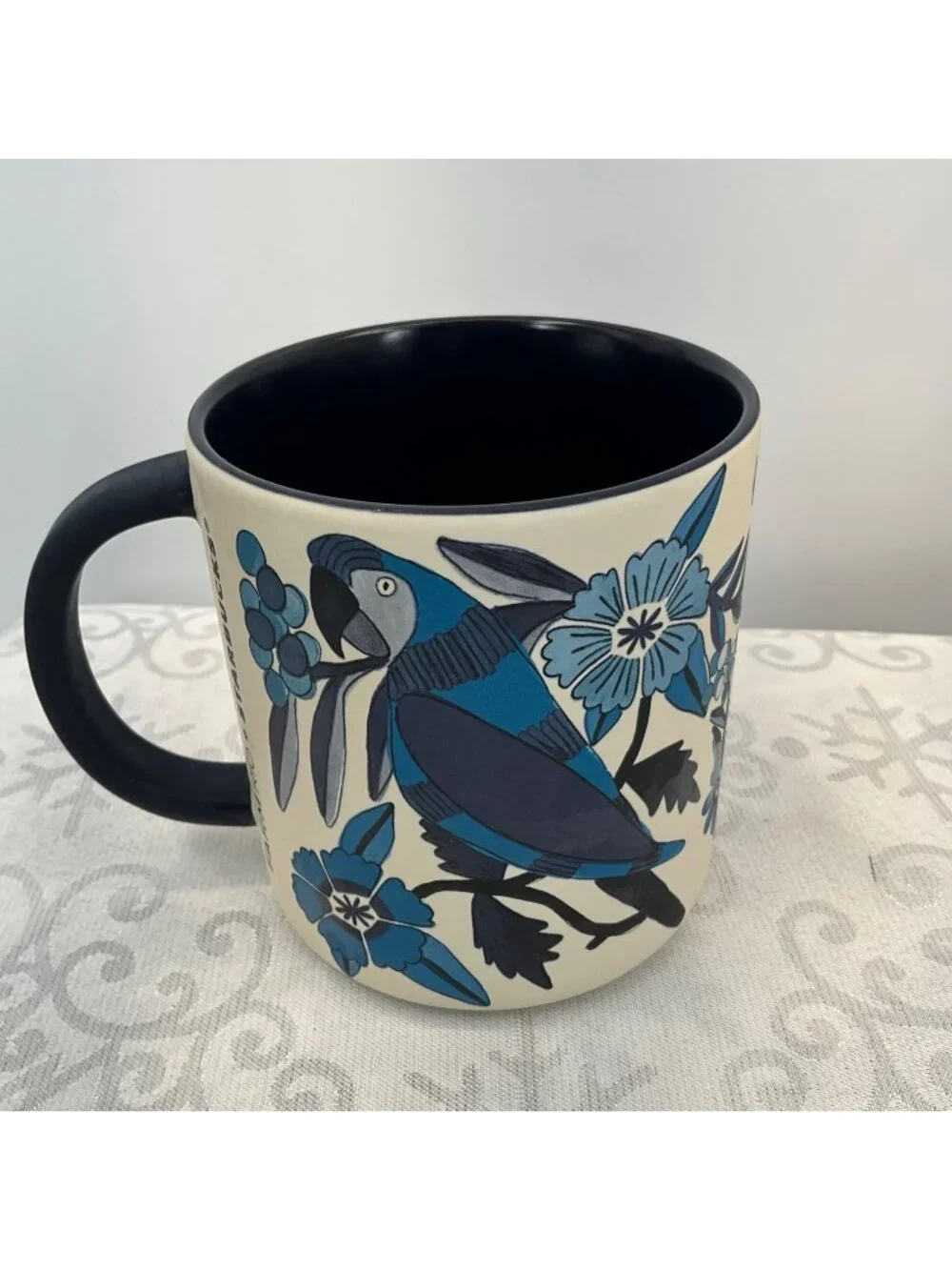Farm Rio + Starbucks Ceramic Mug 14 Oz 2025 Blue Floral Toucan Design